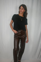 Cassie High Rise Pant - Tobacco Croc