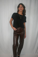 Cassie High Rise Pant - Tobacco Croc