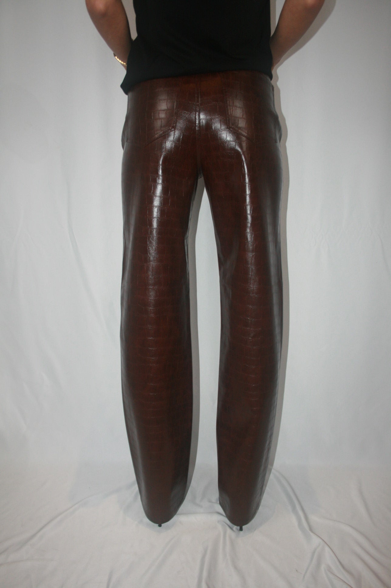 Cassie High Rise Pant - Tobacco Croc