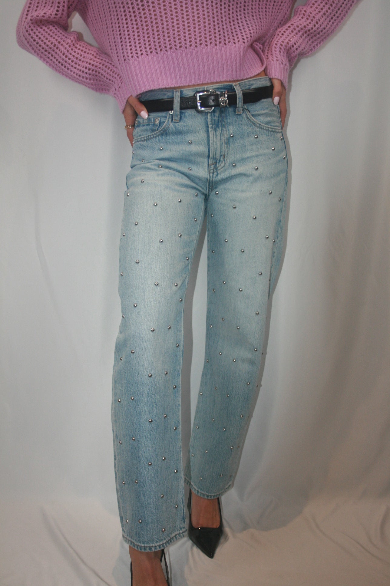 Lexi Mid Rise Bowed Straight Jean - Aries