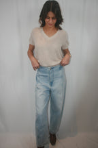 Camille Cashmere V Neck Tee - Cream