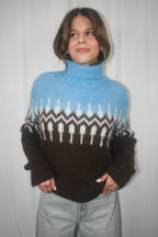 Brushed Luxe Fair Isle Turtleneck - Blue Combo IU