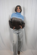 Brushed Luxe Fair Isle Turtleneck - Blue Combo IU
