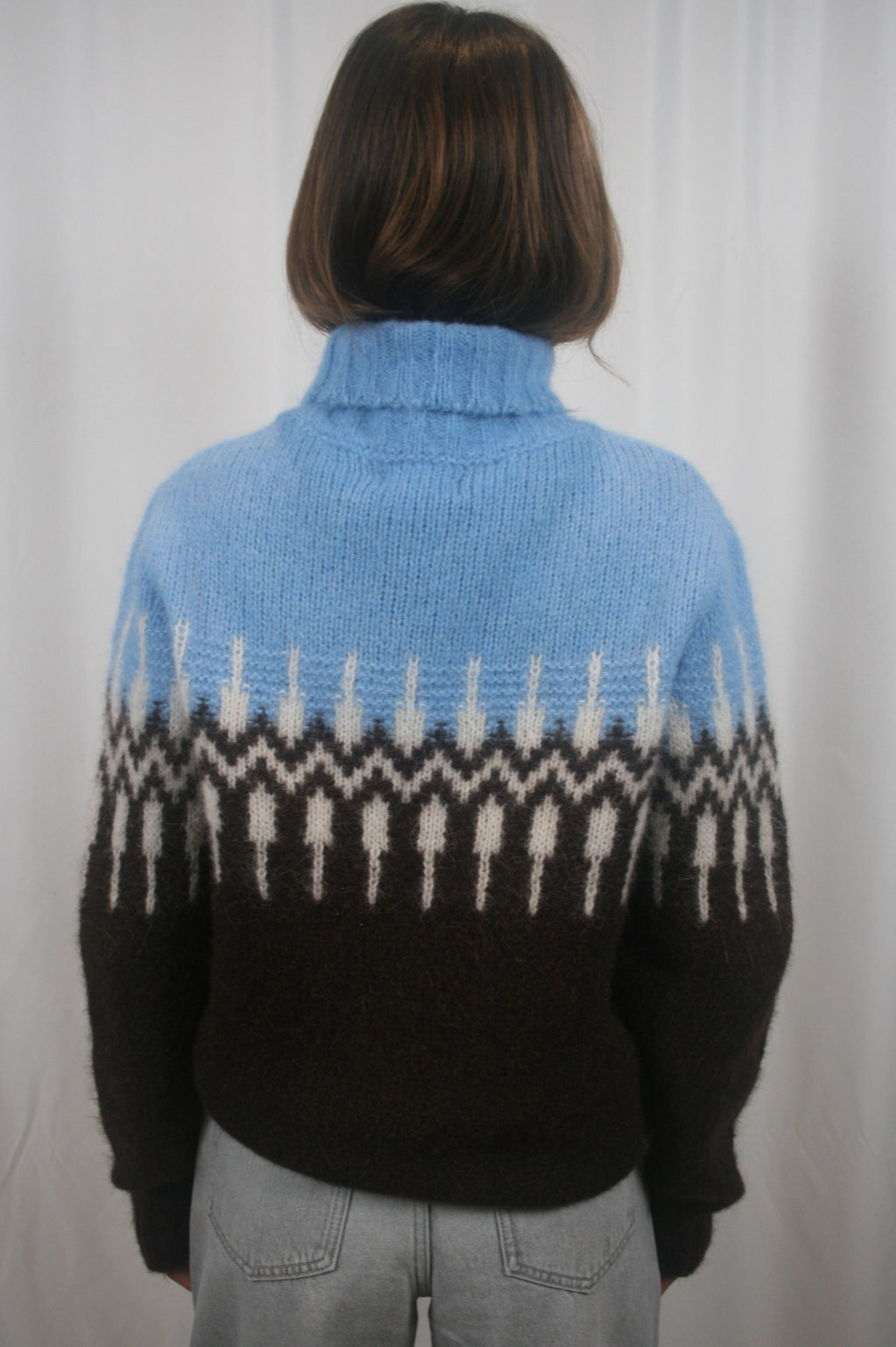 Brushed Luxe Fair Isle Turtleneck - Blue Combo IU