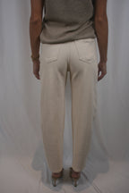 Eli High Rise Barrel Jean - Ecru