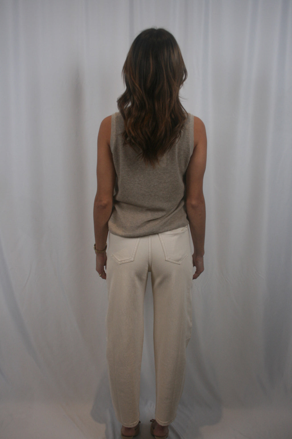 Eli High Rise Barrel Jean - Ecru