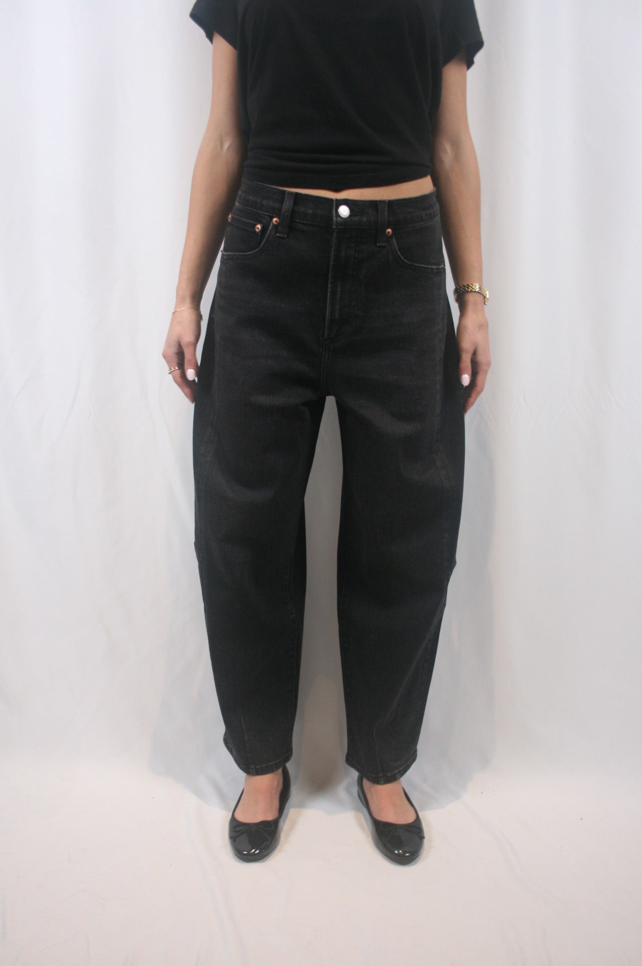 Eli High Rise Barrel Jean - Dark Midnight