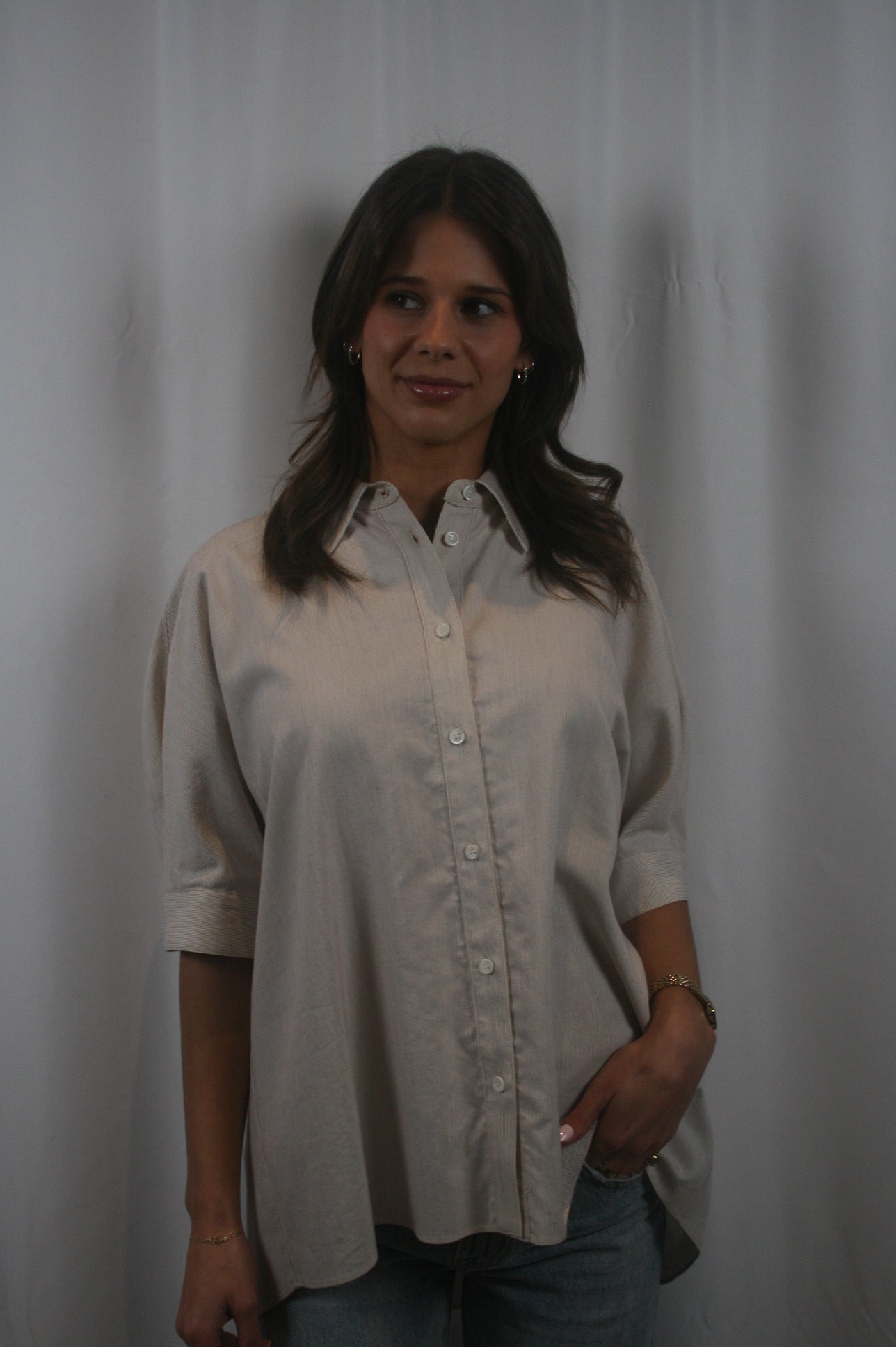 Gisele Relaxed Button Down - Multi Gardenia
