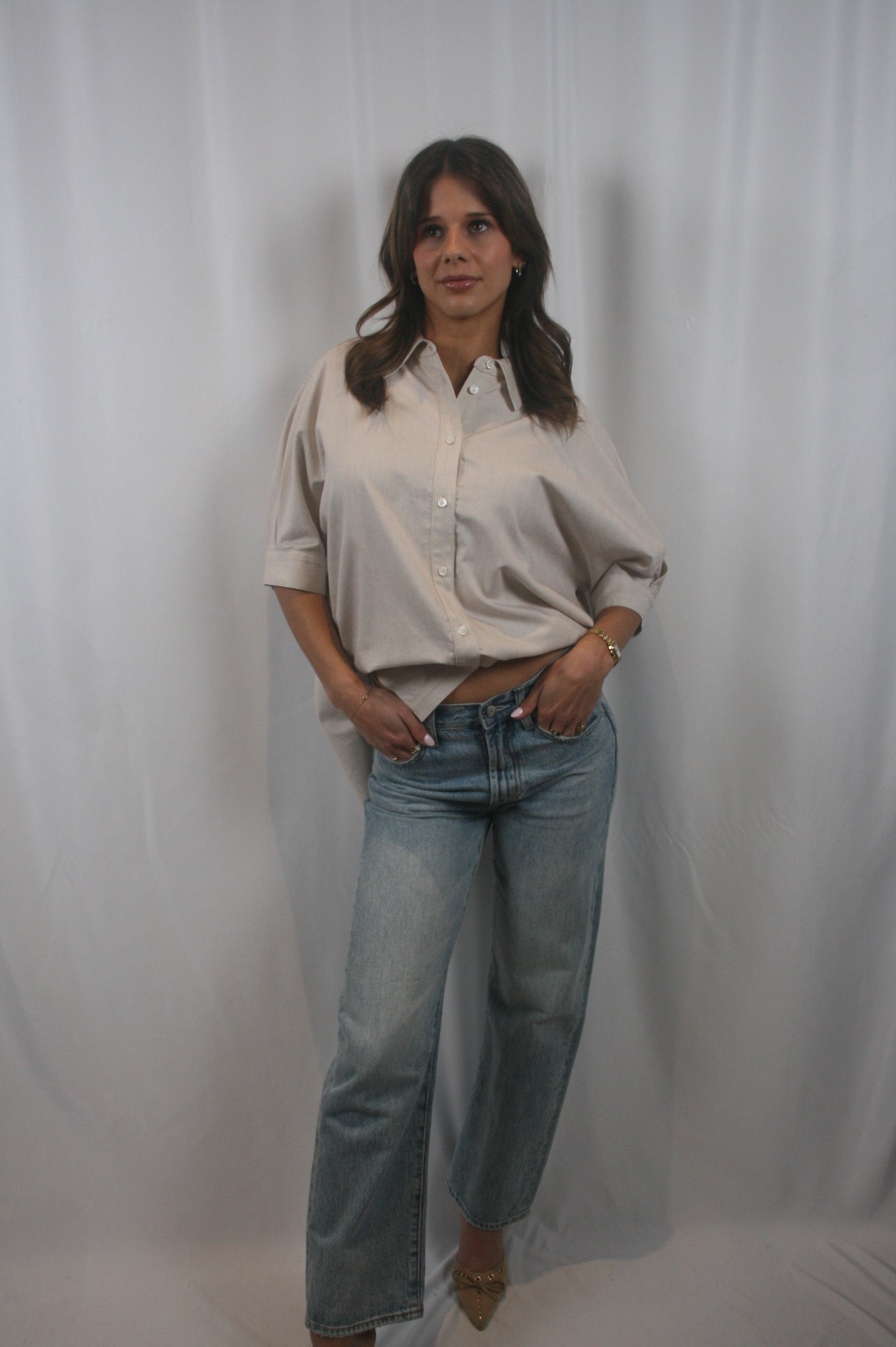 Gisele Relaxed Button Down - Multi Gardenia