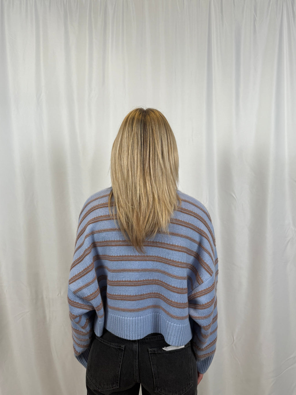 Wells Cropped Pullover - Azureous/Multi