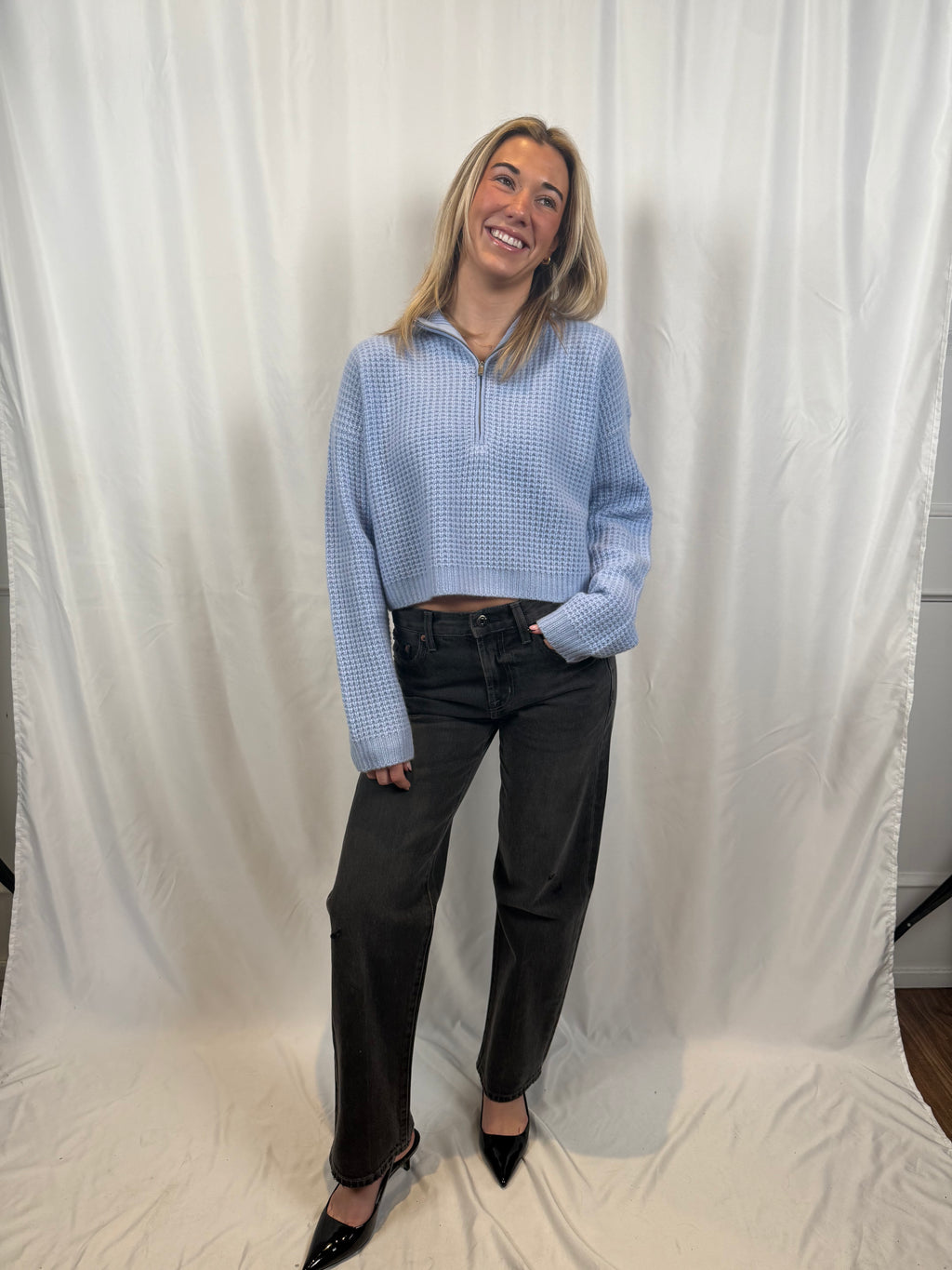 Aspen Cropped Half Zip - Azureous