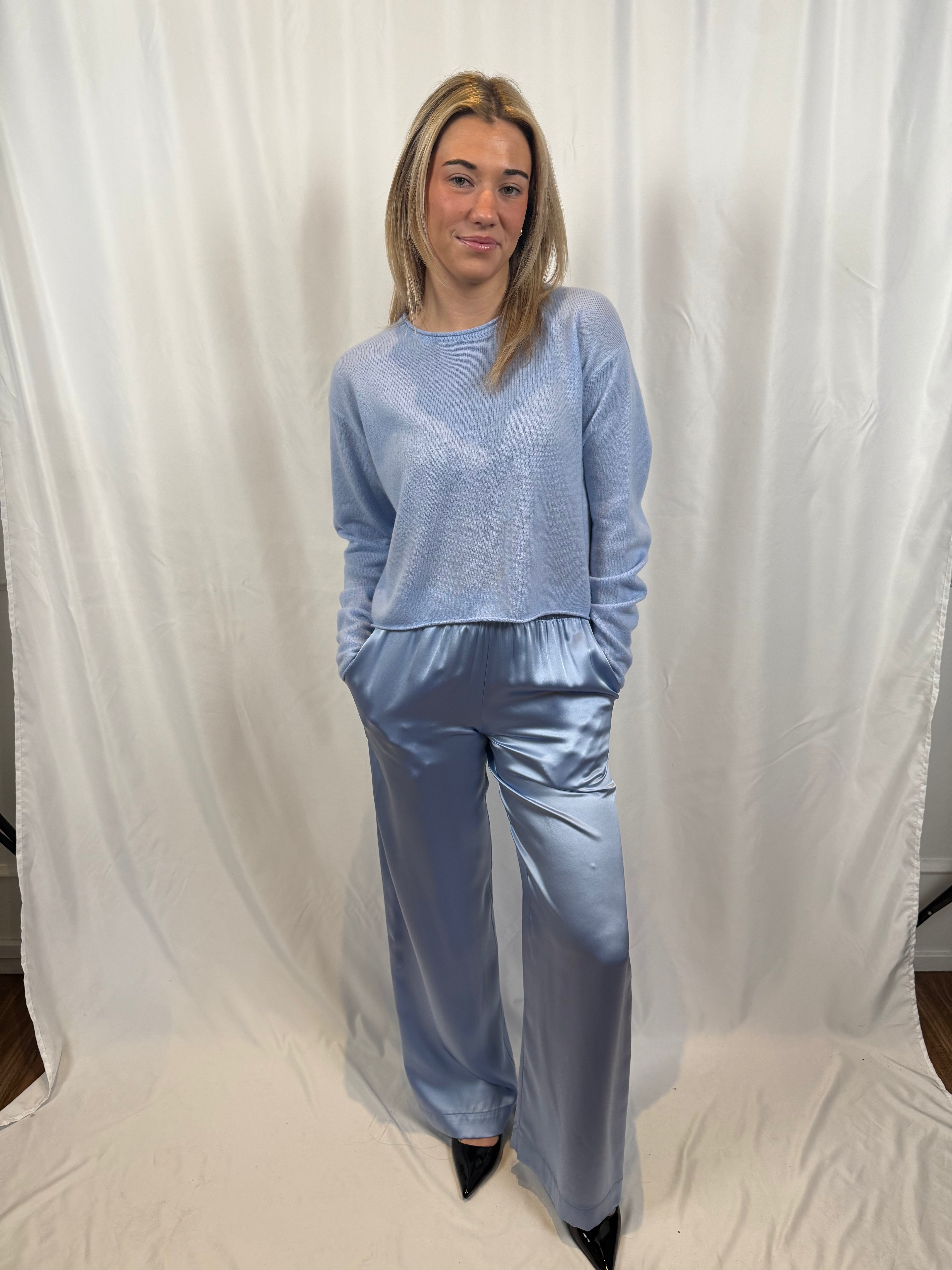 Brynn Pull On Silk Pant - Azureous