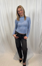 Marlo Lace Fitted Mockneck - Azureous