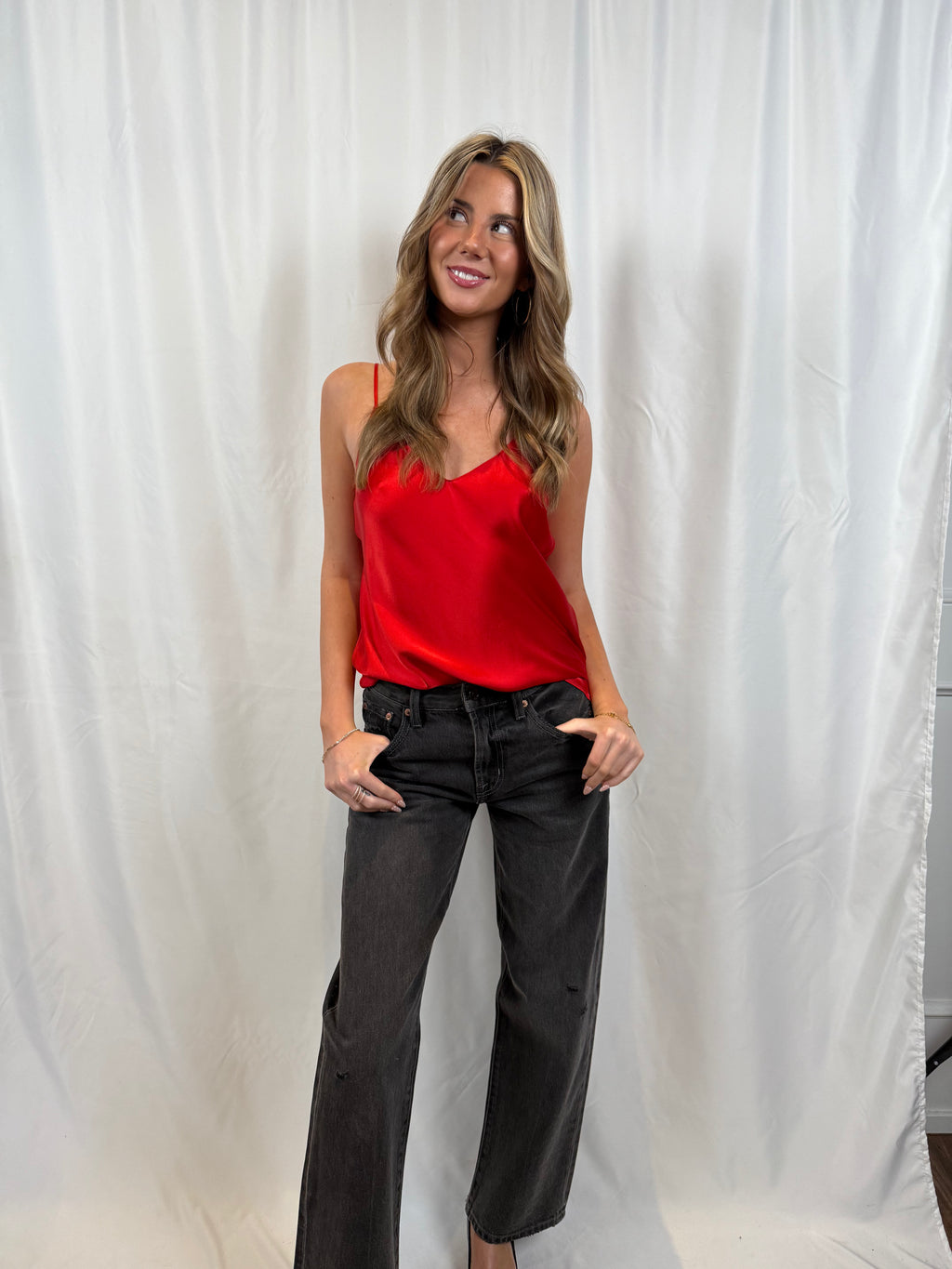 Gloria Silk Cami - Scarlet