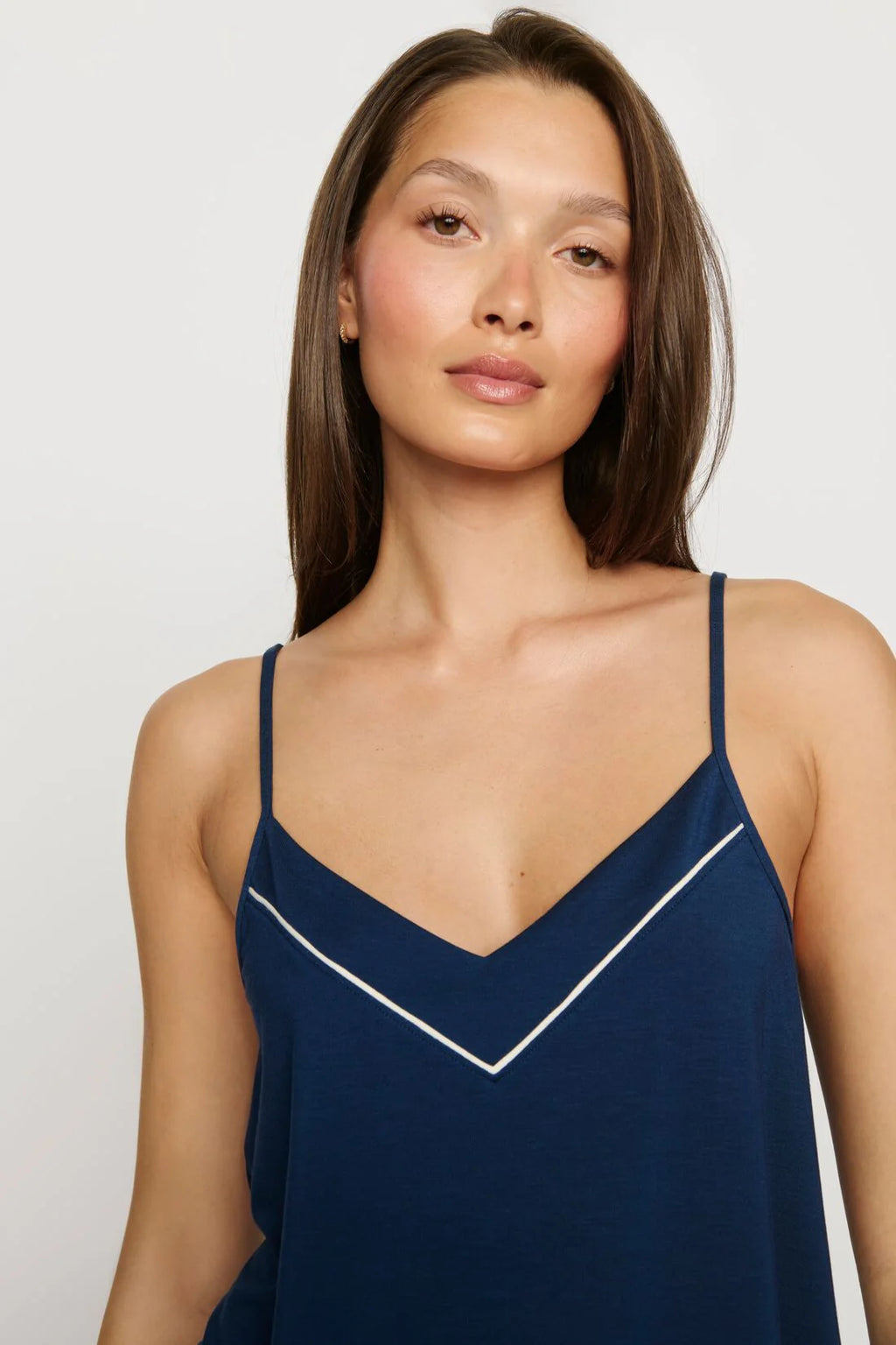Gisele V Neck PJ - Navy/Ivory