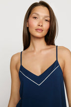 Gisele V Neck PJ - Navy/Ivory