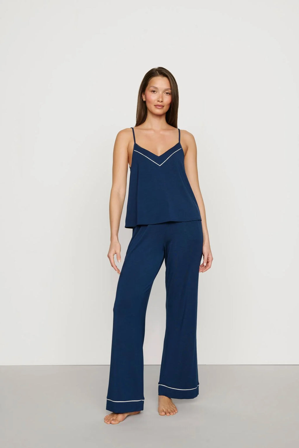 Gisele V Neck PJ - Navy/Ivory