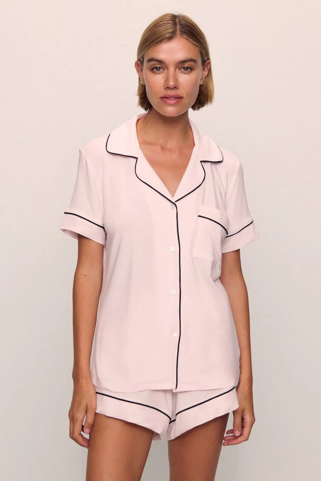 Gisele Shortie PJ - Sorbet Pink/Black