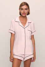 Gisele Shortie PJ - Sorbet Pink/Black