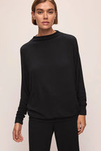 Cozy Time Mock Pullover - Black