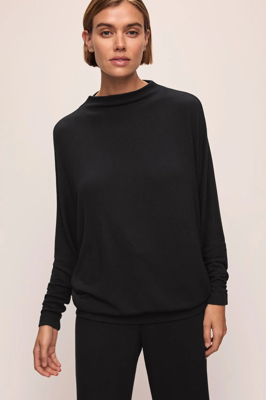 Cozy Time Mock Pullover - Black