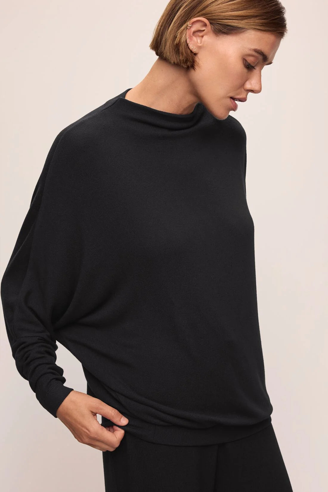 Cozy Time Mock Pullover - Black