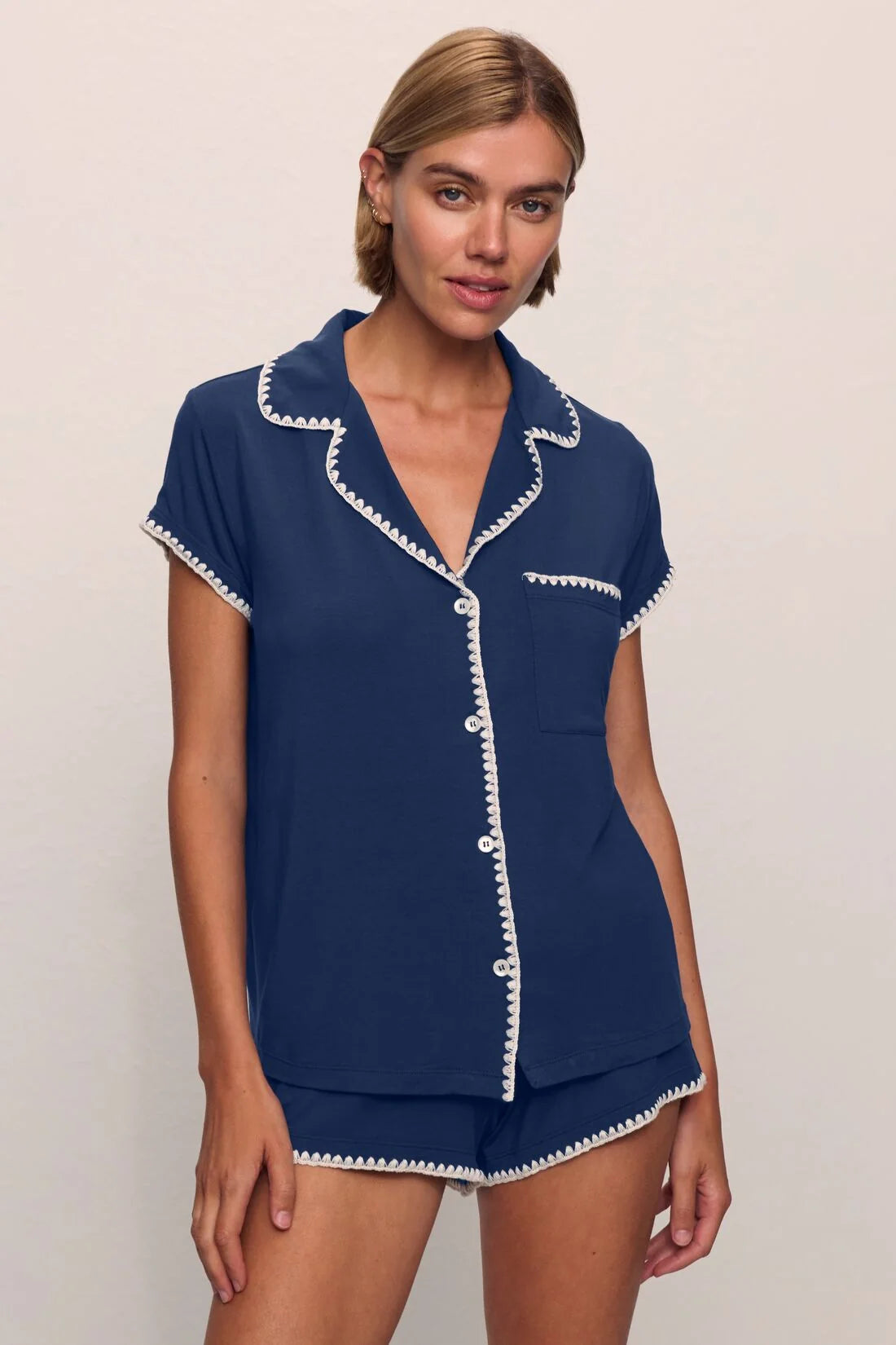 Frida Shortie PJ - Navy/Ivory
