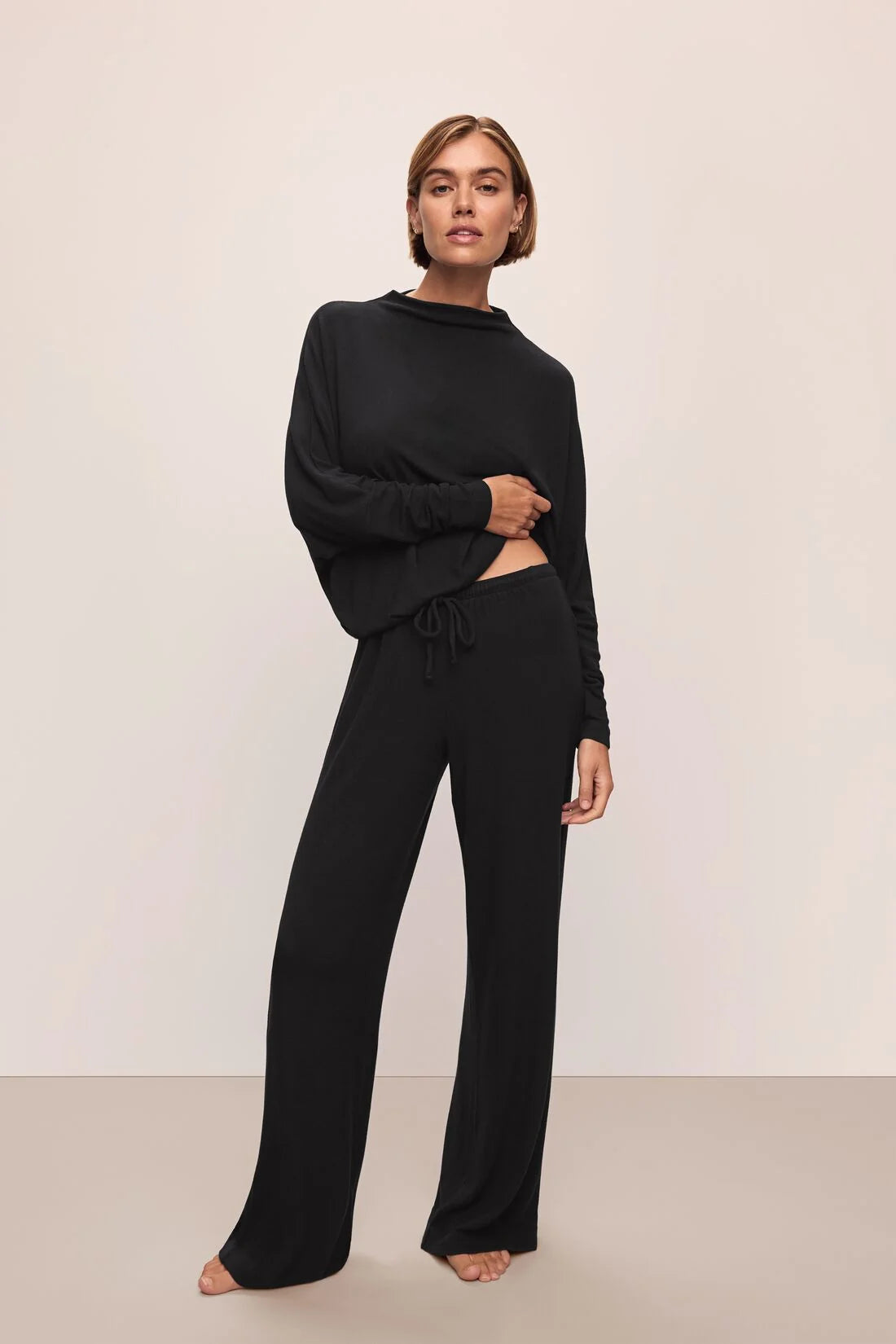 Cozy Time Mock Pullover - Black