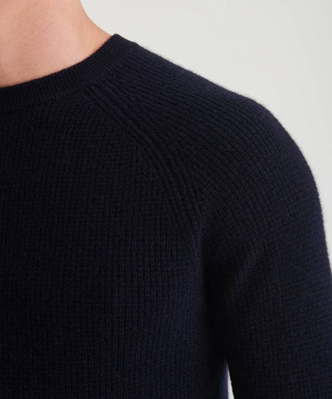 Cashmere Waffle Crew - Navy