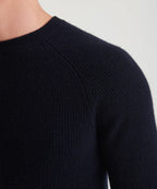 Cashmere Waffle Crew - Navy