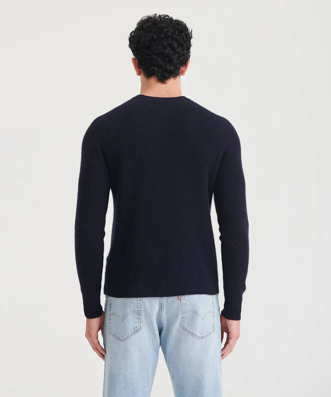 Cashmere Waffle Crew - Navy