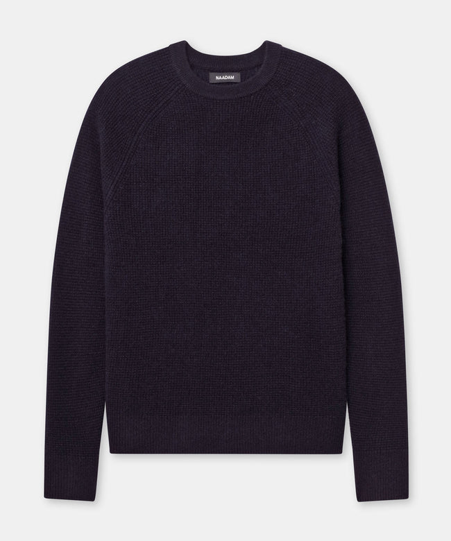 Cashmere Waffle Crew - Navy