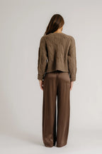 Brynn Pull On Silk Pant - Swiss Brown