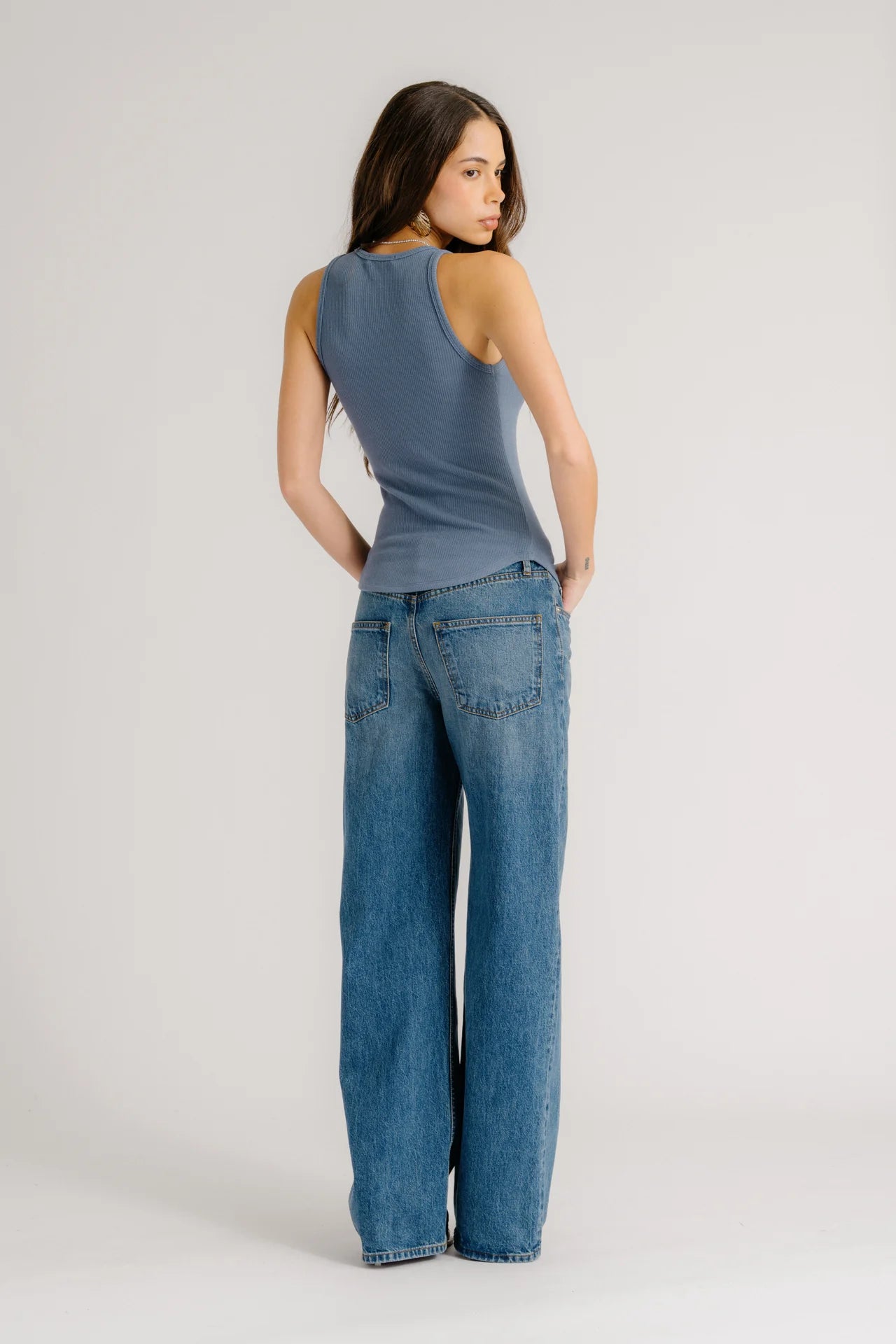 Jameela Racerback Tank - Smoky Blue