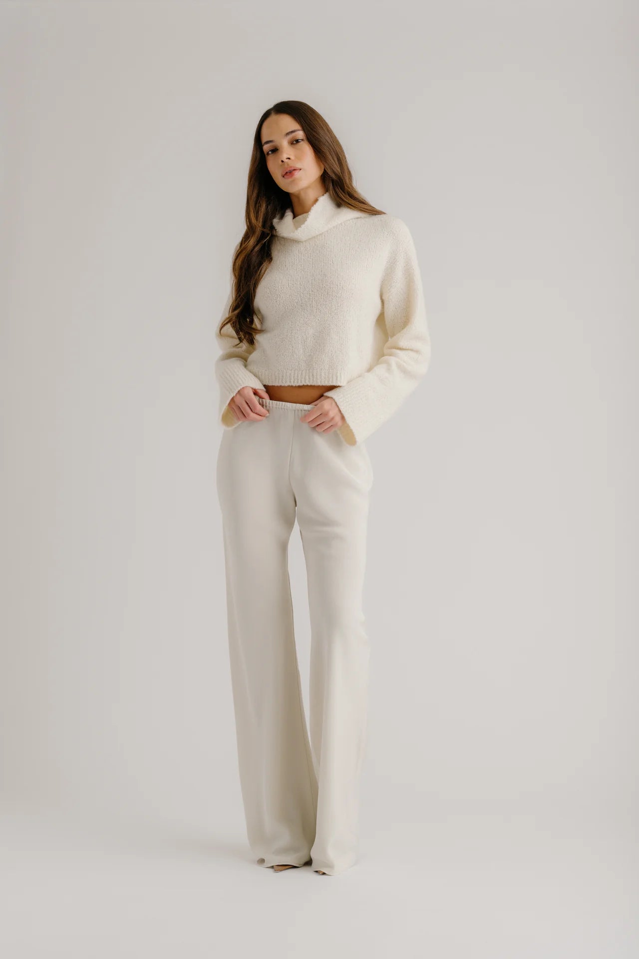 Naomi Bias Cut Pull On Pant - Gardenia