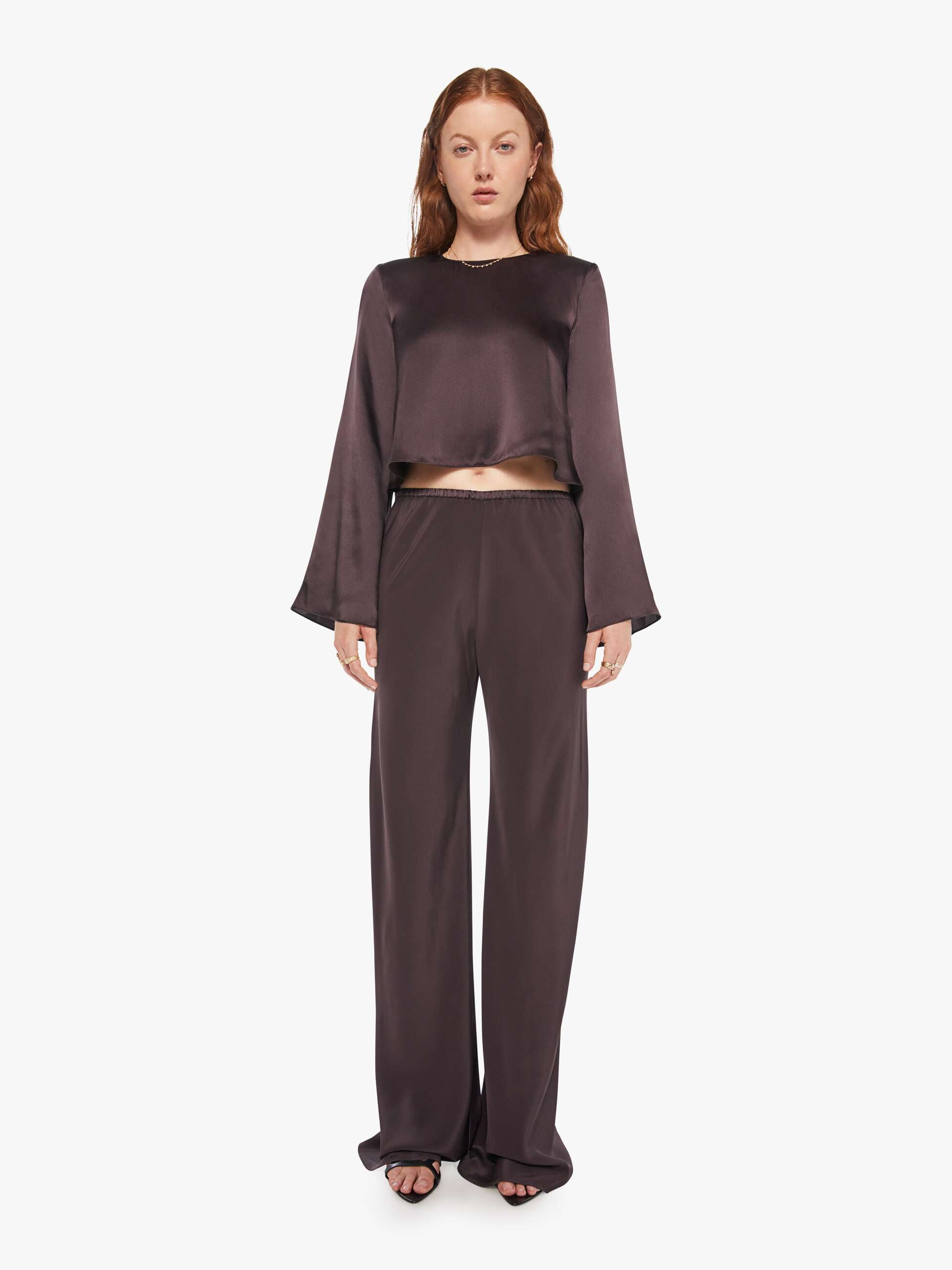 Naomi Bias Cut Pull On Pant - Oak Tree