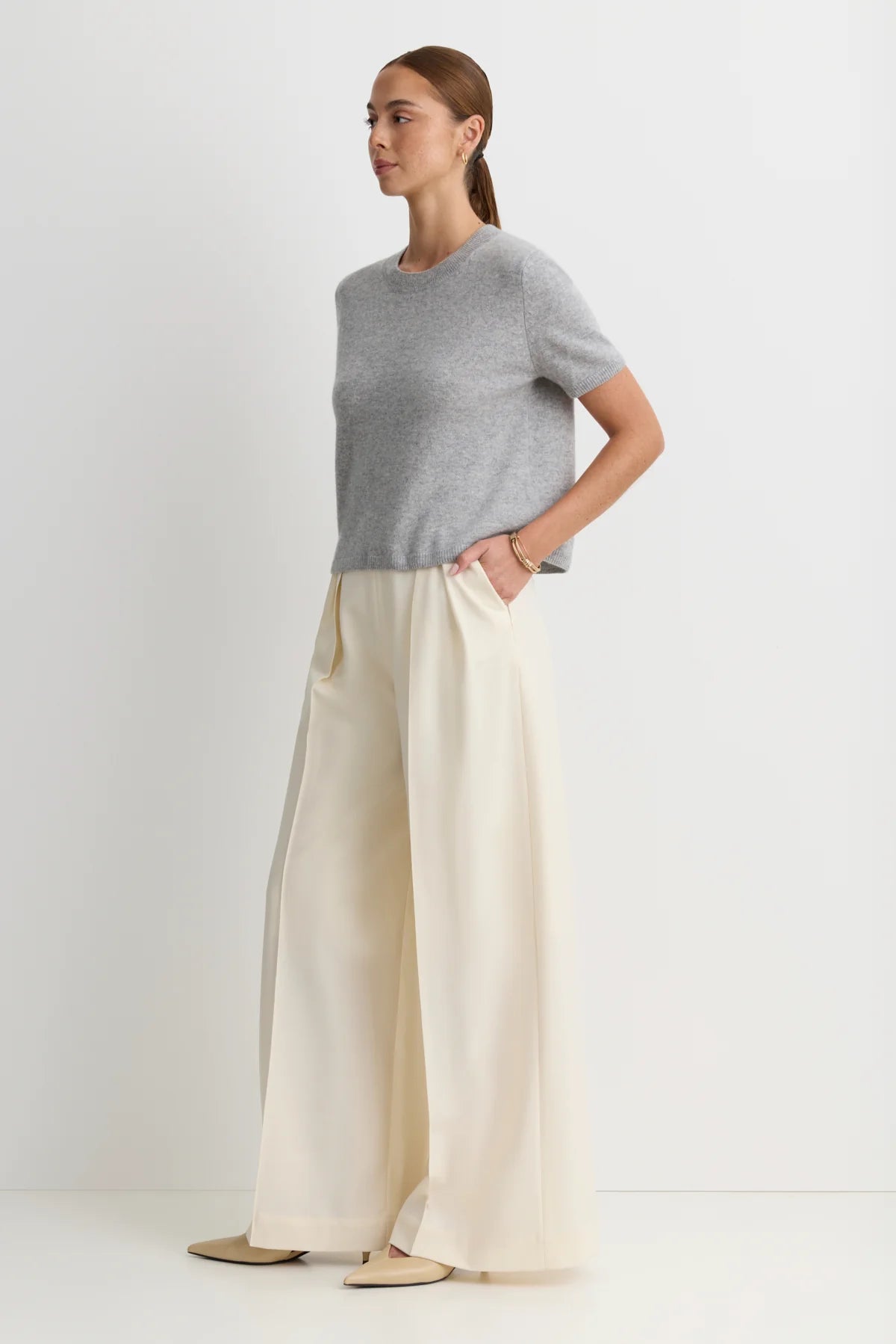 Kadri Cashmere Tee - Heather Grey