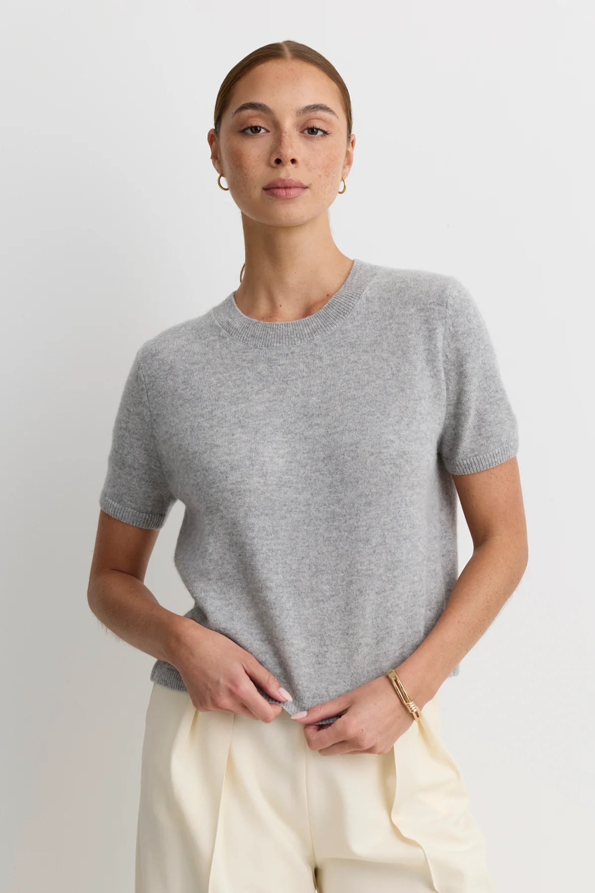 Kadri Cashmere Tee - Heather Grey