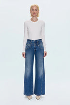 Caleb High Rise Stacked Waist Jean - Echo