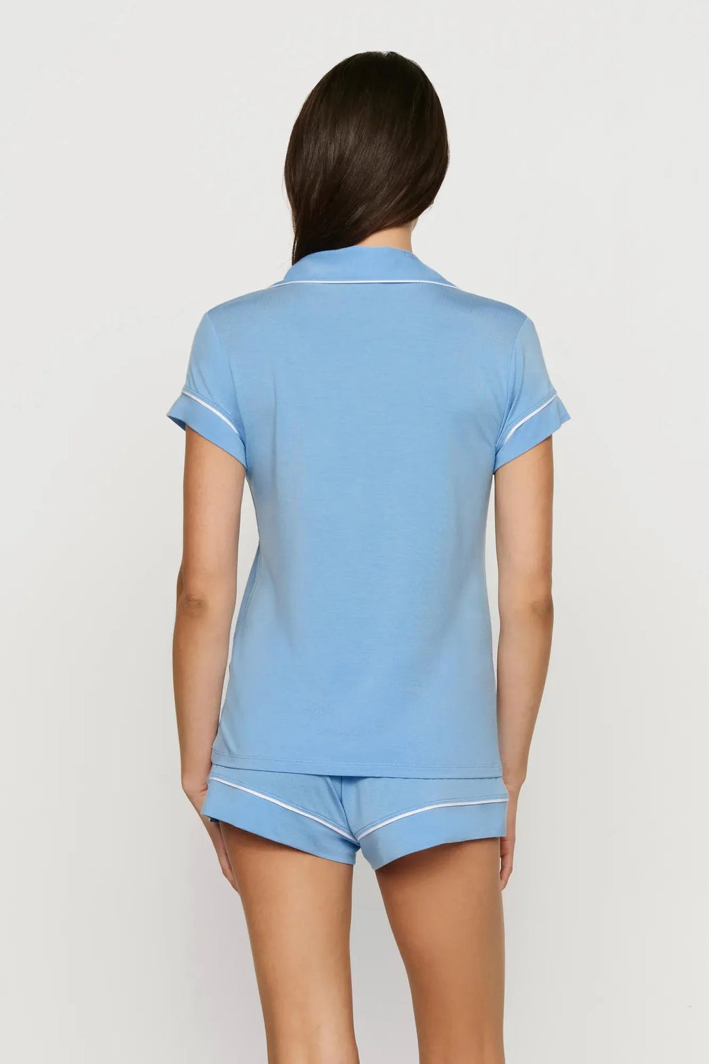 Gisele Shortie PJ - Summer Blue/White