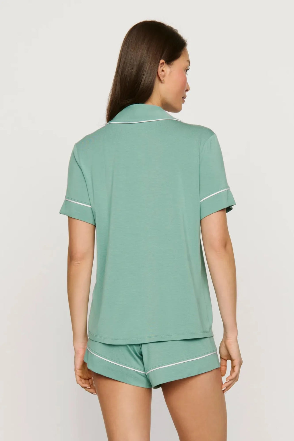 Gisele Shortie PJ - Seagrass/White