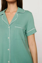 Gisele Shortie PJ - Seagrass/White