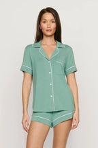 Gisele Shortie PJ - Seagrass/White