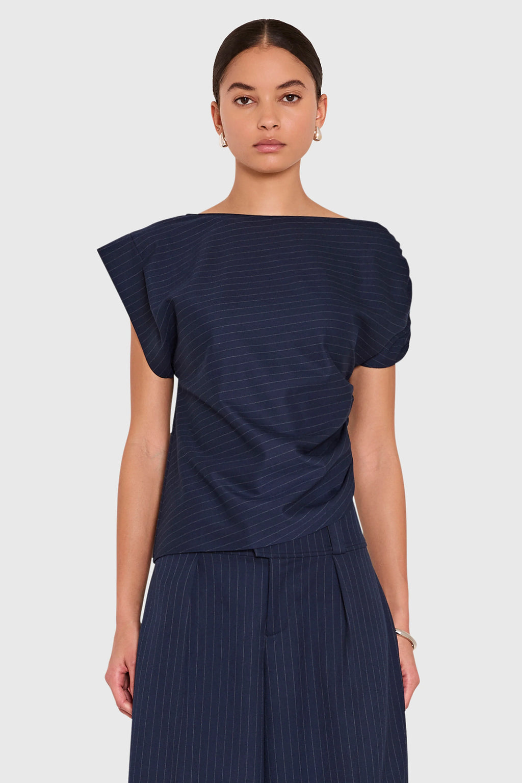 Elroy Top - Navy Manchester Pinstripe