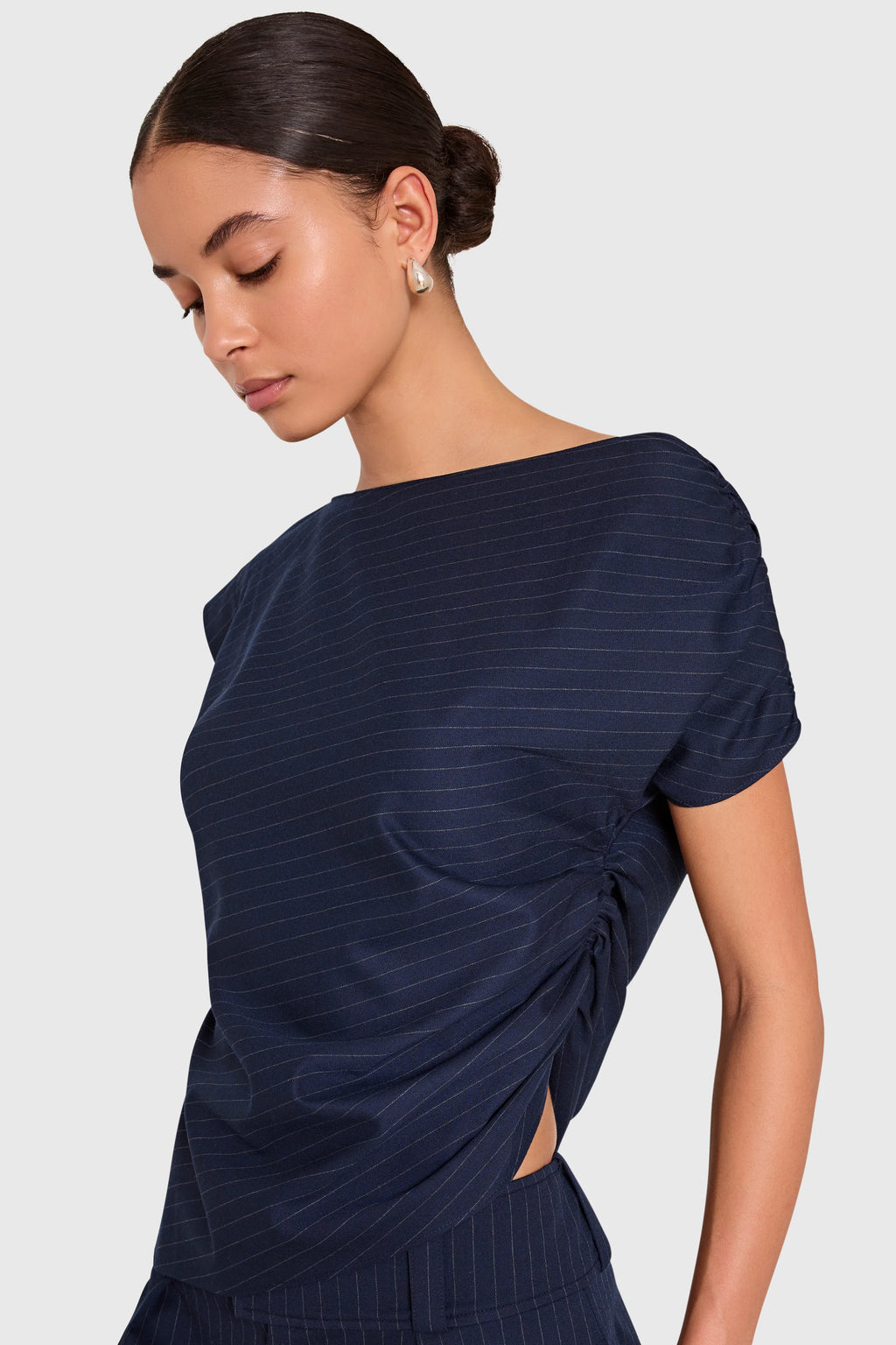 Elroy Top - Navy Manchester Pinstripe