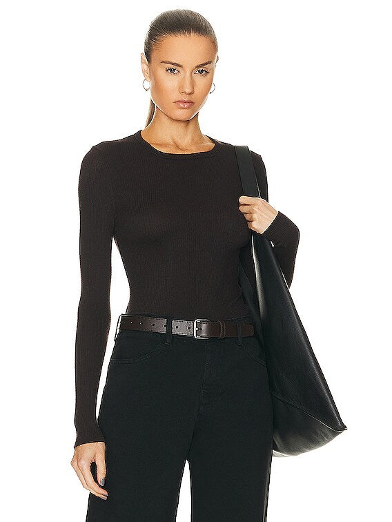 Quincy Long Sleeve Fitted Crewneck - Oak Tree