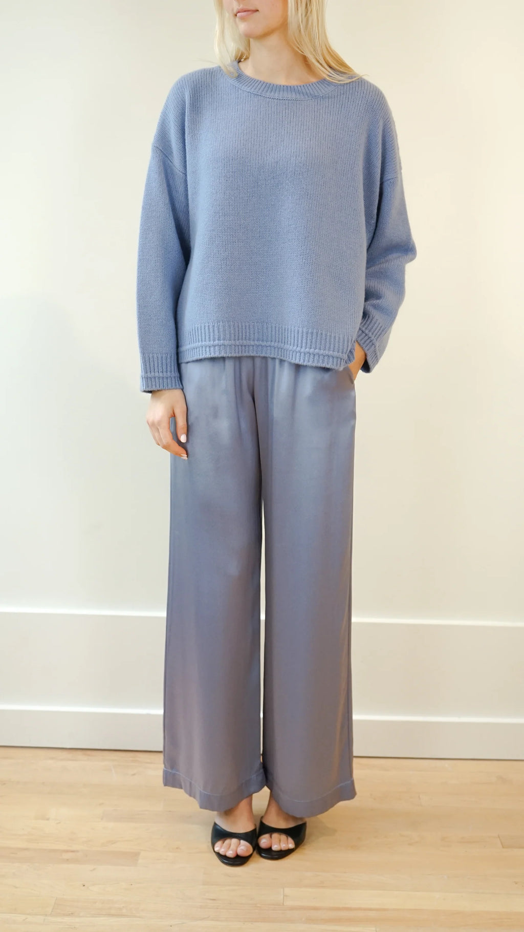 Alston Boyfriend Cashemere Crewneck - Dusty Periwinkle