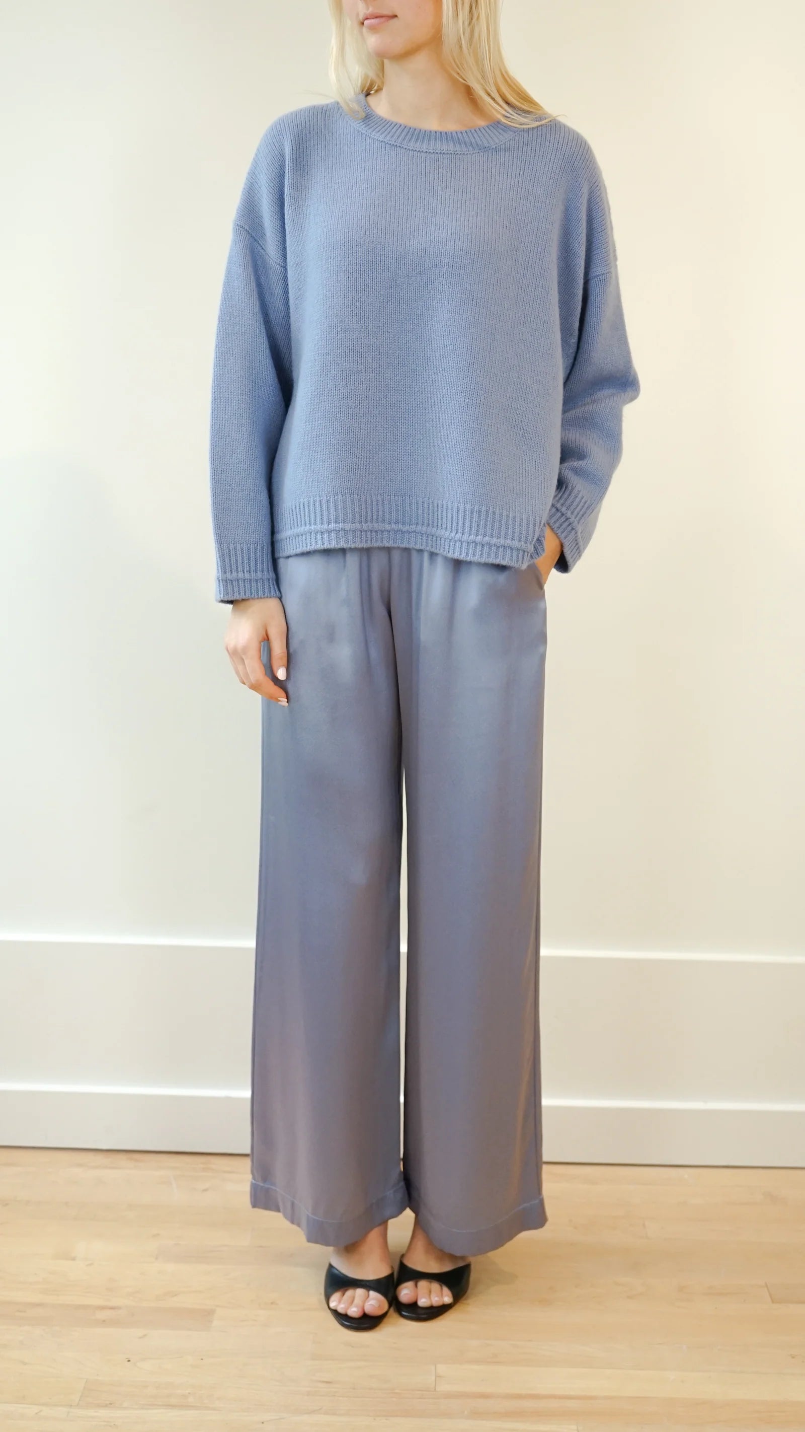 Alston Boyfriend Cashemere Crewneck - Dusty Periwinkle