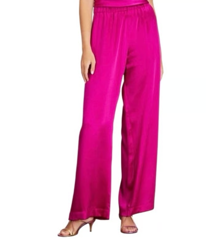 Brynn Pull On Silk Pant - Magenta