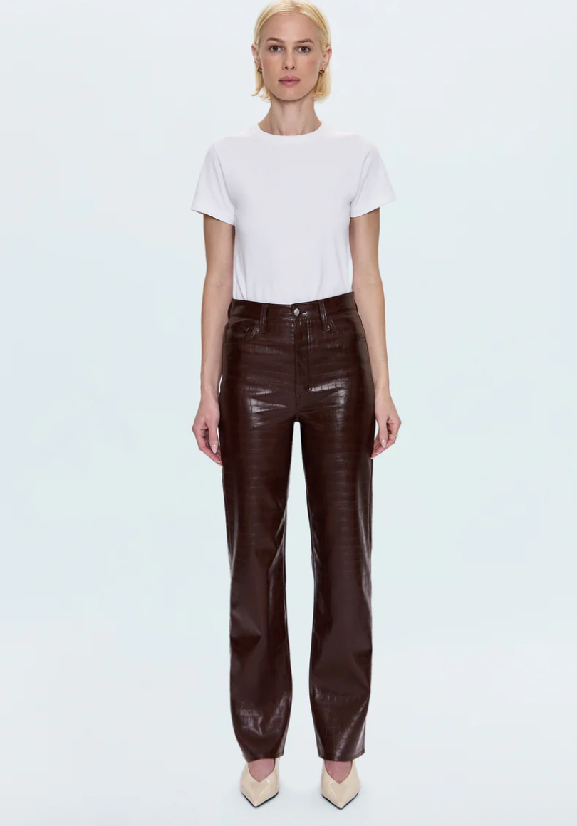 Cassie High Rise Pant - Tobacco Croc